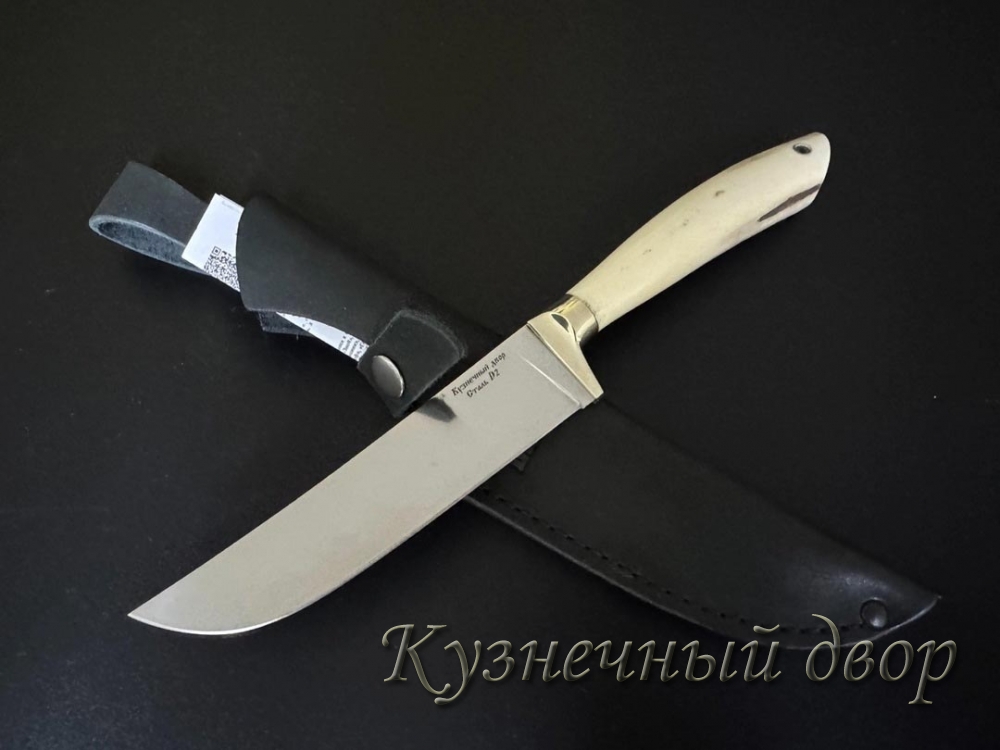 Нож "Узбек" сталь- D2, рукоять-мельхиор,  натуральная кость.