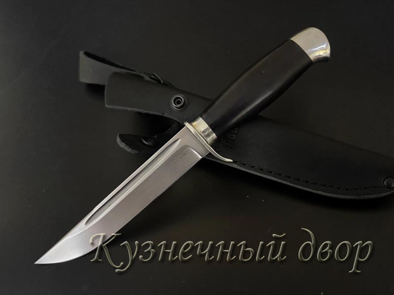 Нож   "Якут" сталь- BOHLER К 340, рукоять- мельхиор, черный граб. 