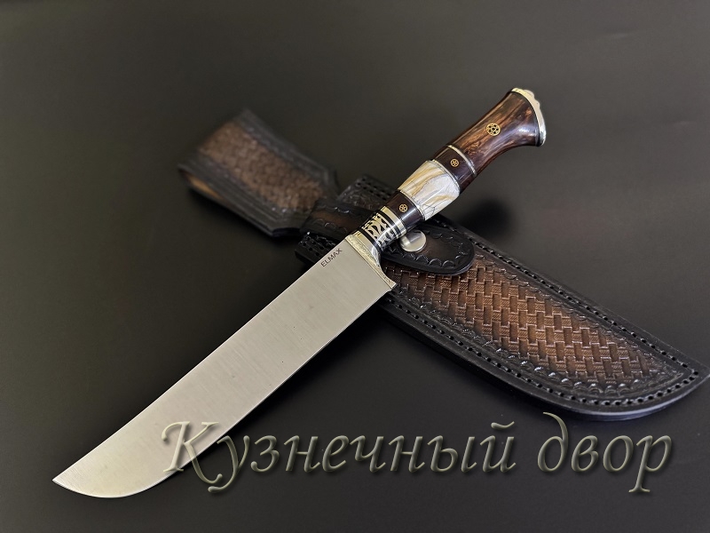 "Пчак-185"  ручной работы .  Клинок- ELMAX. Рукоять-нейзильбер, зуб мамонта, айронвуд. 