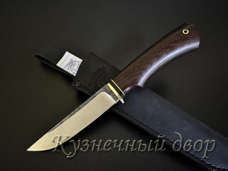 Нож  "Грибник". Сталь -Х12МФ кованая, рукоять-латунь, венге. 
