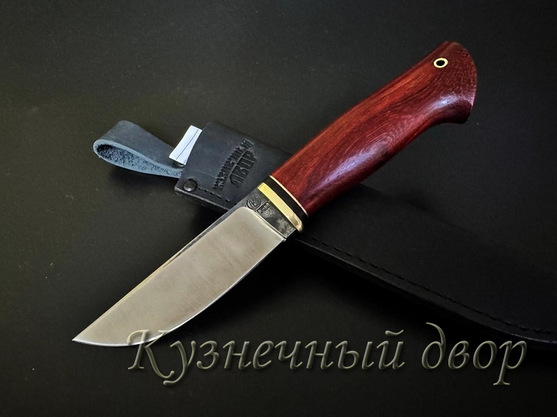 Нож  "Зной". Сталь -Х12МФ кованая, рукоять-латунь, бубинга.