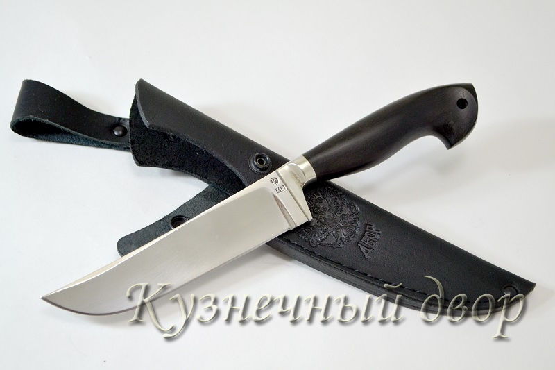 Нож "Узбек" сталь -Х12МФ кованая, рукоять- мельхиор, черный граб.