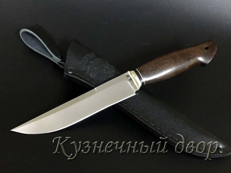 Нож "Путник" сталь -Х12МФ кованая, рукоять- мельхиор,коричневый граб .