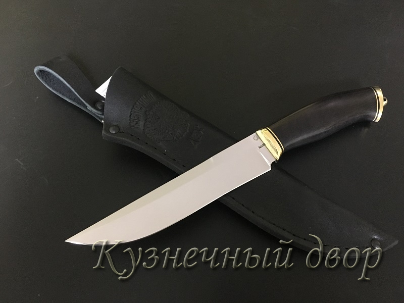 Нож "Путник" сталь-110Х18 кованая, рукоять-латунь, черный граб.