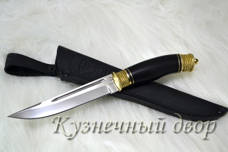 Нож "Игла" сталь-110Х18 кованая, рукоять-латунь, дерево