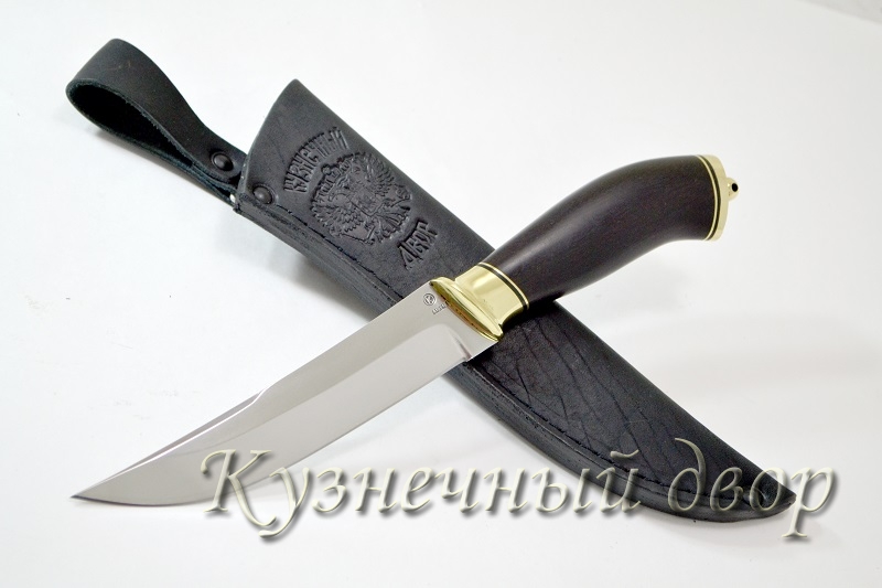Нож "Шторм" сталь-110Х18 кованая, рукоять-латунь, черный граб.