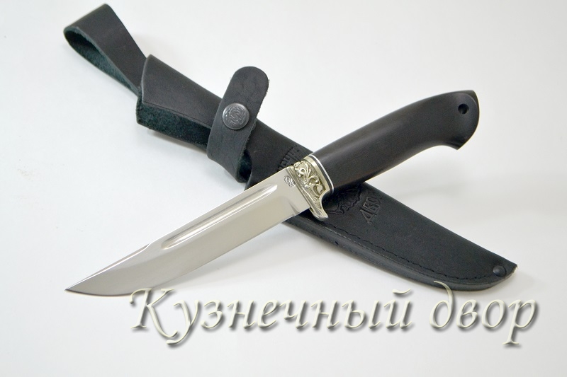 Нож "Якут" сталь-Х12МФ кованая, рукоять- мельхиор, черный граб.