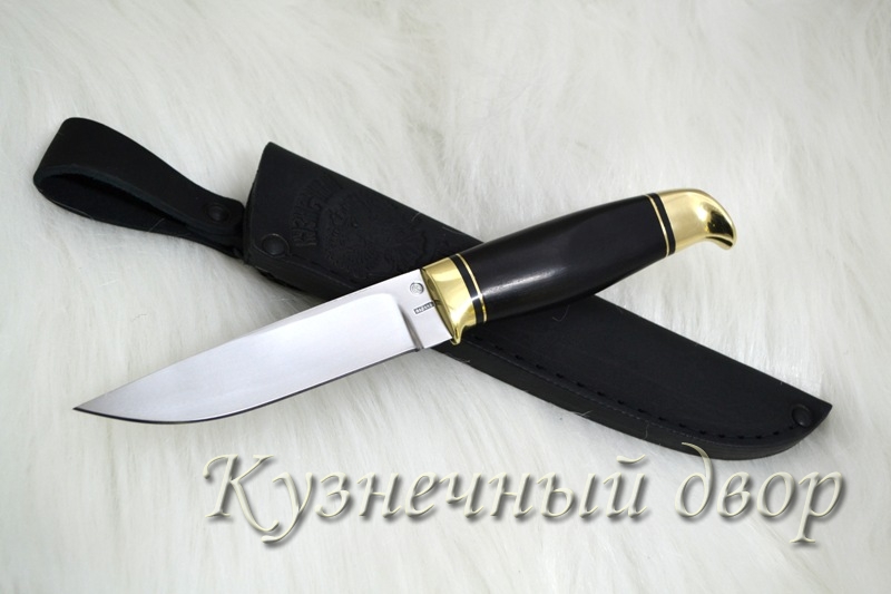 Нож "Грибник" сталь-110Х18 кованая, рукоять-латунь, дерево.
