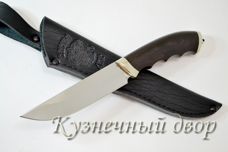 Нож "Тайга" сталь-Х12МФ, рукоять- мельхиор, черный граб.