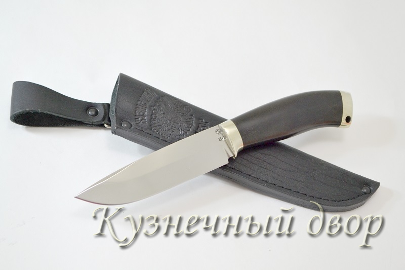 Нож "Барс" кованый  сталь- Х12МФ, рукоять- мельхиор, черный граб.