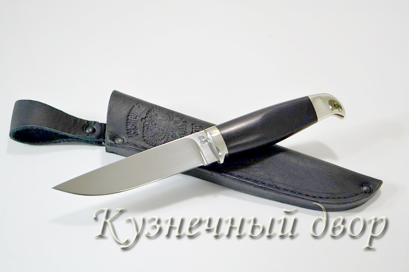 Нож "Грибник" сталь -Х12МФ кованая, рукоять- мельхиор, черный граб.  