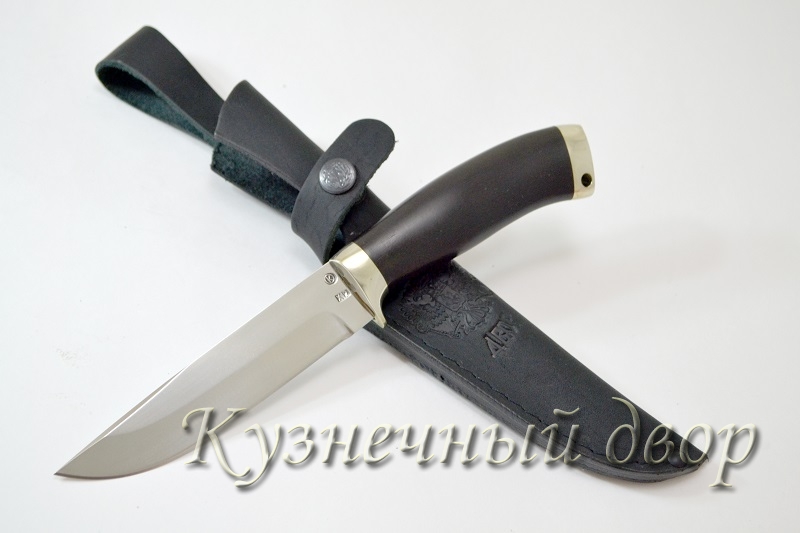 Нож "Койот"  сталь-Х12МФ кованая, рукоять- мельхиор, черный граб. 