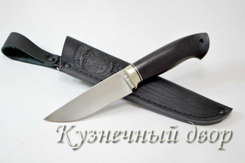 Нож "Гид"сталь- Х12МФ кованая, рукоять- мельхиор, черный граб.