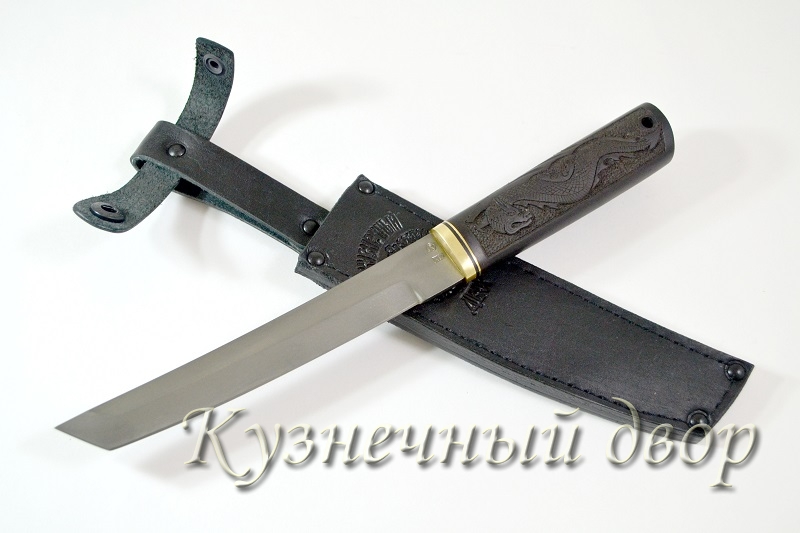 Нож "Танто"  сталь-Х12МФ с резьбой по рукояти.
