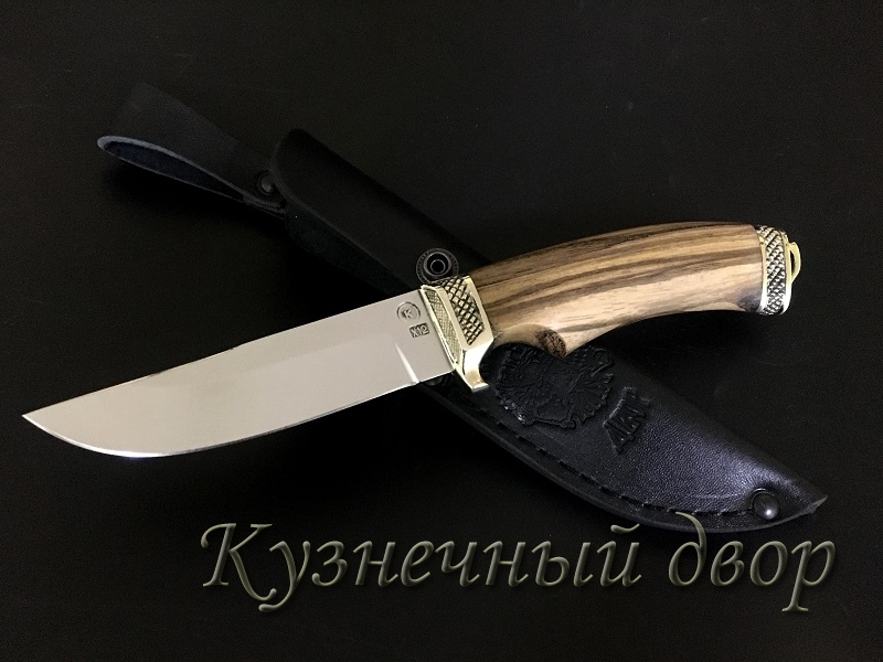 Нож  "Овод" сталь -Х12МФ кованая, рукоять- мельхиор, орех. 