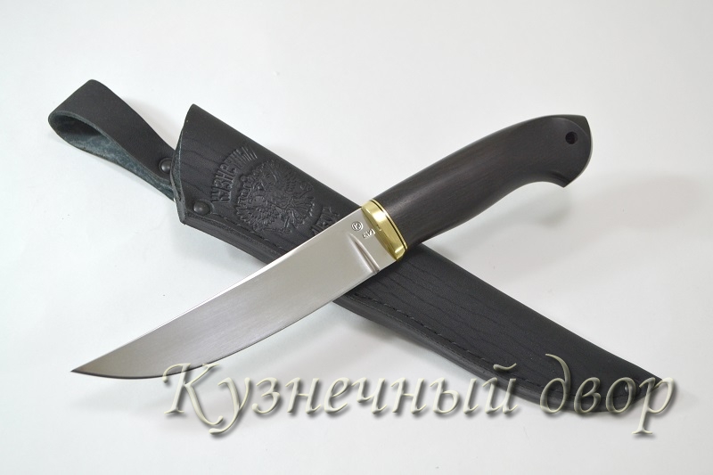 Нож "Шторм" сталь-Х12МФ кованая, рукоять- латунь, черный граб. 