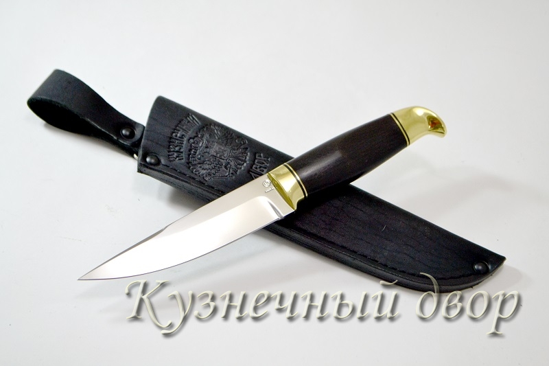 Нож "Финский" сталь-110Х18 кованая, рукоять-латунь, черный граб.
