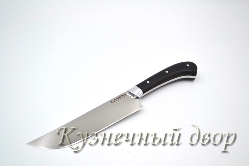 Нож "Узбек" цельнометаллический, сталь- D2, рукоять- мельхиор, черный граб. 