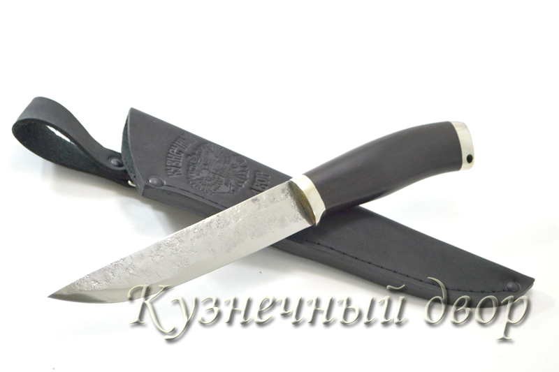 Нож "Игла" сталь- 9ХС, рукоять- мельхиор, черный граб.