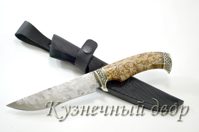 Нож "Корсар" сталь- 9ХС, рукоять- мельхиор, карельская береза.