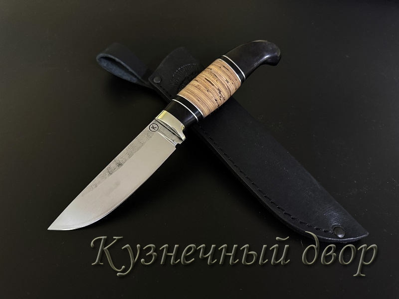 Нож "Овод" сталь- 9ХС, рукоять- мельхиор, черный граб, береста.