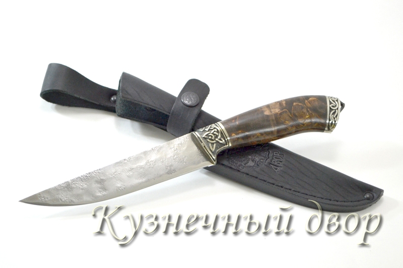Нож "Сумрак" сталь- 9ХС, рукоять- мельхиор, карельская береза. 