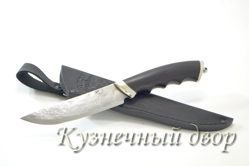 Нож "Тайга" сталь- 9ХС, рукоять- мельхиор, черный граб. 